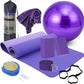 Yoga Starter Kit - 11-Piece Set with Yoga Blocks, Strap, Ball, Mat, Carrying Strap, Net Bag, Cooling Towel