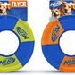 Nerf Dog Trackshot Toss and Tug Ring Outdoor Dog Toy 2 Pack, 9 Inch Dog Tug and Fetch Toy, for Medium and Large Breeds, Blue/Orange/Green