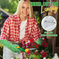 HANDLANDY Leather Gardening Gloves, Thorn Proof Long Gauntlet Heavy Duty Garden Gloves, Elbow Length Rose Pruning Weeding Yard Glove (X-Large, Green)