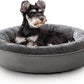 Love's cabin Round Donut Cat and Dog Cushion Bed, 25in Pet Bed for Small or Medium Dogs, Anti-Slip & Water-Resistant Bottom, Soft Durable Fabric Pet Beds, Washable Calming Cat Bed Solid Grey
