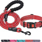 Heavy Duty Dog Leash - Comfortable Padded Handle, 5 ft Long - Dog Leashes for Small Medium Large Dogs (Leash+Collar S Neck 13.5"-16", Red)
