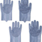 Pet Grooming Gloves，Heat-Resistant Silicone Gloves with High-Density Teeth for Enhanced Massaging and Bathing of Dogs and Cats (Gray, 2 Pair)