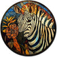Lygond Metal Sign Tin Sign Circular Stained Glass Zebra Home Decor for Bar 12×12 Inches