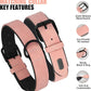 Didog Soft Padded Leather Dog Collar and Leash Set, Pink Breathable Pet Collars with 4FT PU Leather Dog Leash for Small Medium Large Dogs, Pink, XL