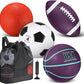 Deekin 4 Pcs Sport Balls Set for Kids Teens, Include Official Size 5 Basketball 4 Soccer 6 Football Playground Ball and Pump Sports Equipment Bag Recess Equipment Sport for Students(Purple, Teal)