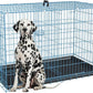 FDW Dog Crate for Large Dogs 48 Inch Folding Metal WirePet Cage Double Door W/Divider Panel Indoor Outdoor Kennel Leak-Proof Plastic Tray,Blue