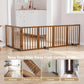 Freestanding Pet Gate Foldable Dog Gate (110 inches Wide) Walnut Bamboo Dog Gates for Stair Doorways House Puppy Fences Indoor (4 Support Feet Included)