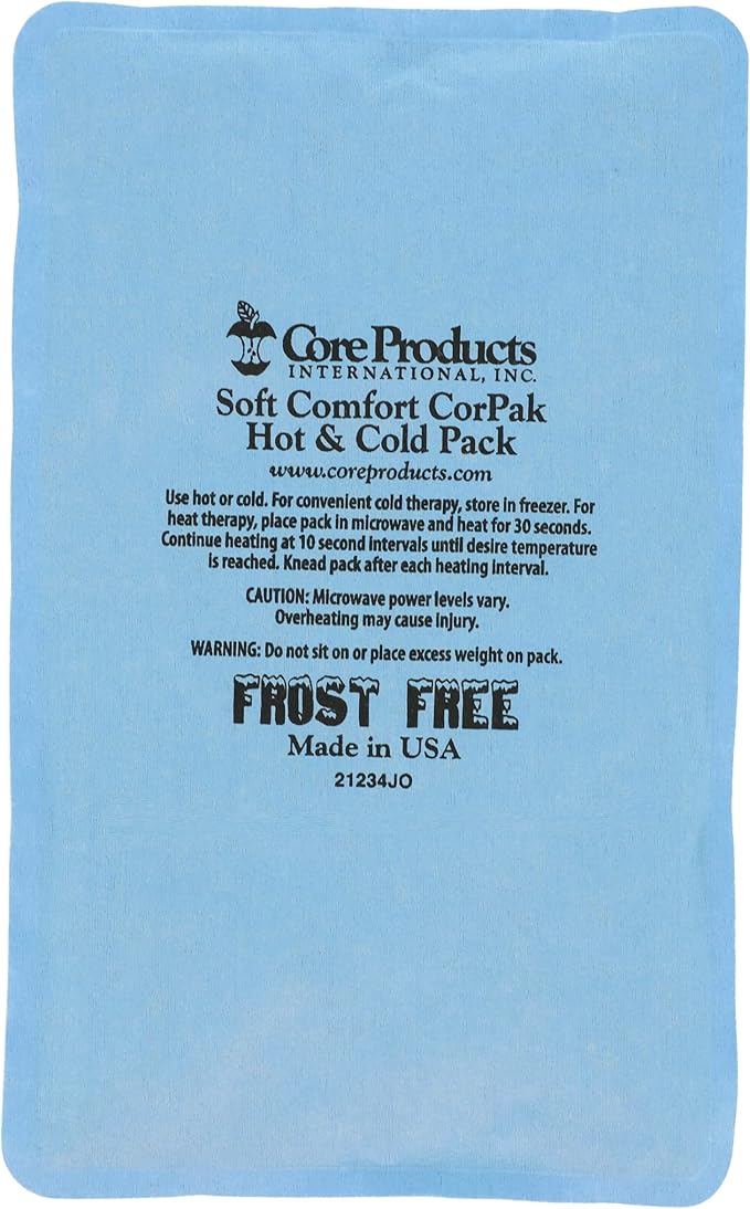 Core Products Soft Comfort CorPak – Reusable Hot & Cold Therapy Pack, Ice Pack for Injuries, No-Frost Compress for Muscle, Back & Joint Pain Relief – 6" x 10", Made in USA