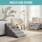 Extra Wide Dog Stairs 19.7" Width, Large Pet Step for Small Medium Dog, Puppy or Cat, Ramp for High Bed or Car, High Density Foam Ladder, Stable, 5 Step, 19.7x33x22.4 inch, White Black