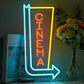 Cinema Neon Sign Arrow Neon Light for Wall Decor Movie Theater Led Neon Signs Movie Led Neon Lights for Home Theater Film Room Commercial Theater Store Decoration