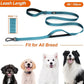 TwoEar 5FT 1IN Strong Blue Dog Leash with 2 Padded Handles, Traffic Handle Extra Control, Comfortable Soft Dual Handle, Auto Lock Hook, Reflective Walking Lead for Small Medium and Large Dogs