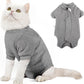 Dotoner Cat Surgery Recovery Suit for Female Male Anti-Licking Pet Surgical Pajamas Long Sleeve Prevent Shedding Cat Spay Recovery Suit&E Collar Alternative Bodysuit for Cats