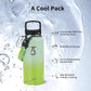 Trebo 32 oz Water Bottle Insulated with Lid and Straw, Double Wall Vacuum Stainless Steel Sports Flask with Paracord Handle, Keep Hot 24 Hours & Cold 48 Hours Water Cup with 3 Lids, Dark Green