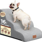 Dog Ramp and Stair for Bed 16" H-20 H,3-Step Cat Stair for Sofa and Chair,4-Step Dog Ramp for High Bed and Window,Durable Nonslip Fabric Cover for Indoor (Light Grey-16 H, Pet Friendly, 3)