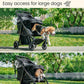 Medium Dog Stroller, Foldable Pet Stroller with Adjustable Handle & No Zip Entry, Storage Basket & Cup Holder, Canopy, Mesh Windows, Ideal for Medium Dogs and Cats Up to 50lbs, Black