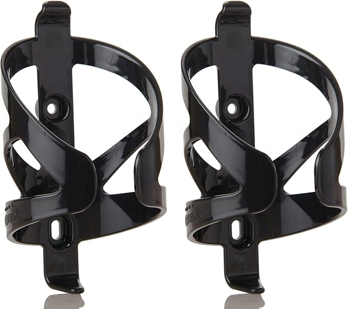 Bike Water Bottle Holder & Bottle Combo – 2-Pack 22 oz Sports Squeeze Bottles with Pull Top Cap & Easy-Install Bike Cage – Made in USA – 50 Strong Brand