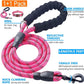 Heavy Duty Dog Leash - Comfortable Padded Handle, 5 ft Long - Dog Leashes for Small Medium Large Dogs (Leash+Collar M Neck 16"-20", Pink)