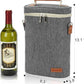 ZORMY 2 Bottle Insulated Wine Tote Bag, Wine Carrier Travel Padded Cooler Bag with Shoulder Strap & Corkscrew Opener, Perfect Wine Lover's Gift, Great for Picnics Grey