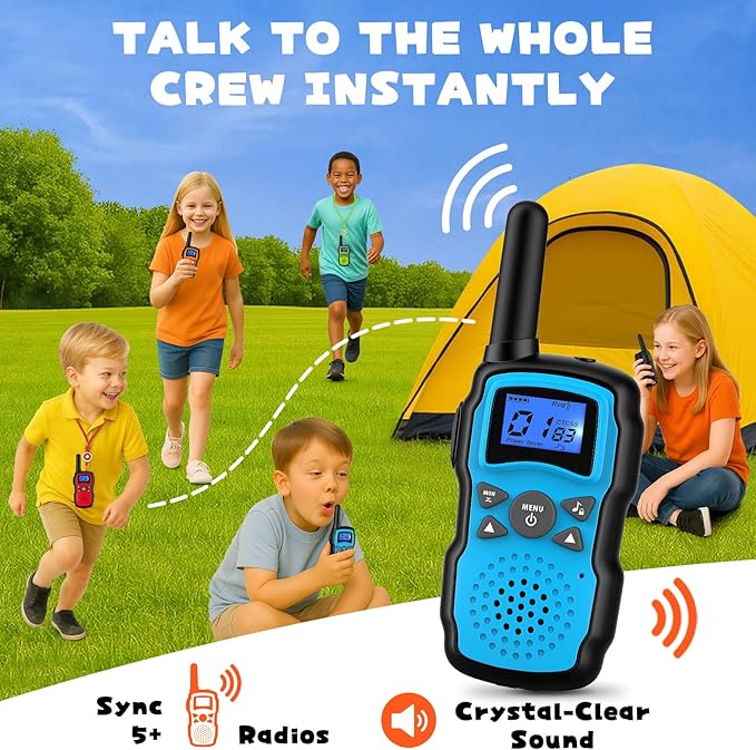 Wishouse Walkie Talkies for Kids Adult Long Range Rechargeable 3 Pack,Boy Wearable Walky Talky Set 2 Way Radio with USB Charger Battery,Camping Games Toy Birthday Xmas Gift for Girl Children Family