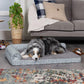 Furhaven Cooling Gel Dog Bed for Large/Medium Dogs w/ Removable Bolsters & Washable Cover, For Dogs Up to 55 lbs - Plush & Almond Print L Shaped Chaise - Gray Almonds, Large