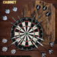 Sisal Dart Board Cabinet Sets, Decorative Dart Boards for Adults [6*Steel Darts] - Wooden Dartboard Cabinet with Integrated Scoreboard for Family Game Rooms