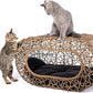 Fun Stackable Cat Condo for Indoor Cats - Interactive Play Faux Rattan Cat House for Indoor Cats Kitty, Pet Friendly Top/Side House Entry, Cat Bed Enclosed