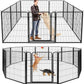 Dog Playpen Outdoor Extra Wide 12 Panels Heavy Duty Dog Fence 47" Height Anti-Rust with Doors Portable for RV Camping Yard, Total 32FT, 79 Sq.ft, Snowy Black
