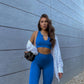 QINSEN Workout Outfits for Women 2 Piece Ribbed Seamless Crop Tank High Waist Yoga Leggings Sets