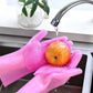 Pet Grooming Gloves，Heat-Resistant Silicone Gloves with High-Density Teeth for Enhanced Massaging and Bathing of Dogs and Cats (Pink, 1 Pair)