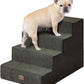EHEYCIGA Dog Stairs for Bed 20" H, 4-Step Extra Wide Dog Steps for High Bed, Pet Steps for Small Dogs and Cats, Non-Slip Balanced Pet Ramp Indoor, Olive Green