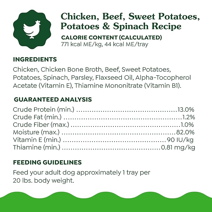 Greenies Smart Topper High Protein Wet Mix-in for Dogs, Chicken, Beef, Sweet Potatoes, Potatoes & Spinach Recipe in Vitabroth Broth- Bone Broth + Vitamins E & B1, 10 Count