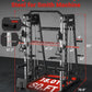 Smith Machine Home Gym All in One, 2200LBS Squat Rack Power Cage with Smith Bar, LAT Pull-Down, Cable Systems, Leg Hold-Down and More Attachments, Workout Equipment (Red Black)