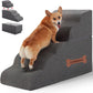 5-Step Spliceable Pet Stairs: Indoor& Outdoor Multi-Use with a Removable Cover and a Pocket, Best for Small Pets and Older Dogs Who Has Spine and Arthritis Issues to Get on High Beds, Grey（22.8" H