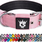 TSPRO Tactical Dog Collar 1.5 Inch Wide Thick Dog Collars with Heavy Duty Metal Buckle, Durable, Strong, Adjustable for Medium to Large Dogs (Pink M)