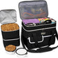BAGLHER Dog Travel Bag for Supplies - Double-Layer Airline Approved Weekend Pet Travel Organizer Set for Dog and Cat Tote with 2 Pet Food Containers and 2 Collapsible Silicone Bowls Black