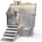 50'' Dog Washing Station - 304 Stainless Steel, LED Dog Bathing Station with Ramp, 2 Drawer, Floor Grate & Lick Pad for Large, Medium & Small Dogs