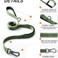 TwoEar 5FT 1IN Strong Green Dog Leash with 2 Padded Handles, Traffic Handle Extra Control, Comfortable Soft Dual Handle, Auto Lock Hook, Reflective Walking Lead for Small Medium and Large Dogs