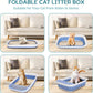 Collapsible Kitten Litter Box, ShineMe Open Top Small Cat Litter Box with Scoop and Litter Bag, Anti-Splash Waterproof Kitty Toilet Potty Pan for Sick Frail Cat 17" x 13.5", Blue