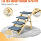 VEVOR Wood Pet Stairs/Pet Steps, 2-in-1 Foldable Wooden Dog Stair for Beds, Sofa and Cars, Dog Stairs & Ramp with 4 Steps for Small Medium Large Pet, up to 150 lbs