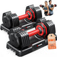 XDDIAS Adjustable Dumbbell Set of 2, 25/55/80LB Dumbbell Set-1Sec Adjustable Weights-5/10 in 1 Free Weights Dumbbells Set with Effortless Tray/No-Slip Handle-Compact Size for Women/Men at Home Gym