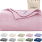 Cloud Scape Linen Herringbone Cotton Throw Blanket for Couch, Bed,Sofa, Home Decor, Soft, Lightweight, All-Season Bed Blanket, 50 x 70, Seashell Pink