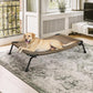 Veehoo Outdoor Elevated Dog Bed, Cooling Raised Dog Cots Beds for Large Dogs, Portable Waterproof Curved Dogs Hammock Bed for Outside, up to 120lbs, Black Legs, Brown 42"