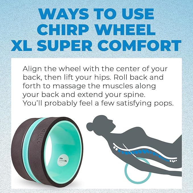 Chirp Wheel XL - Super Comfort Back Massage Roller - Wider Back Stretcher & Cracking Device, Plush Cushion, Enhanced Stability, Spinal Protection, Point Pressure | High Density Foam, Up to 500 lbs