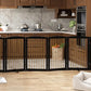 Freestanding Pet Gate for Dogs, Indoor Wooden Dog Gate for House, Extra Wide Dog gate, Foldable Dog Gate for Stair, Doorway, Hall, Support Feet Included, 120 Inch Wide, 6 Panels 32",Black&Gold