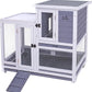 GEGURI Rabbit Hutch, Two-Story Indoor Bunny Cage, Outdoor Guinea Pig Cages for Small Animals with Wheels, Removable Tray