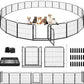 Dog Playpen Outdoor Extra Wide 24 Panels Heavy Duty Dog Fence 32" Height Anti-Rust with Doors Portable for RV Camping Yard, Total 63FT, 316 Sq.ft, Snowy Black