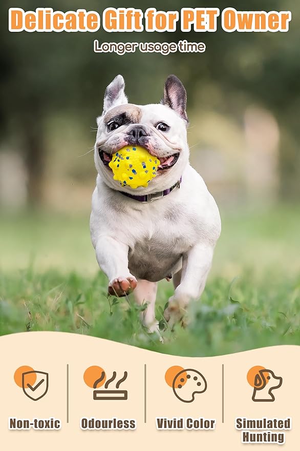 Dog Tennis Balls for Aggressive Chewers, Indestructible Durable Bouncy Interactive Toy for Dogs Fetch Game Lightweight Floating Outdoor Training(Yellow+Blue Medium)