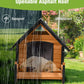 GUTINNEEN Dog House Outdoor Weatherproof with Porch, Puppy Shelter Indoor with Anti-Bite Design, PVC Curtain, Asphalt Roof, Elevated Waterproof Base, for Small to Medium Dogs - Brown