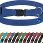 Breakaway Cat Collar Leather with Removable Bell - 13 Colors Available - Soft Adjustable Girl Boy Safety Lightweight Pet Kitten Collars Pink Brown Blue Green Red Orange Black (Blue)
