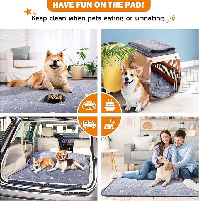 LOOBANI Washable Pee Pads for Dogs, Fast Absorption Reusable Puppy Pads, Waterproof Whelping Mats, Non Slip Training Pet Playpen Mat for Floor, Dog Crate, Grey 2 Pack 36 x 41 in